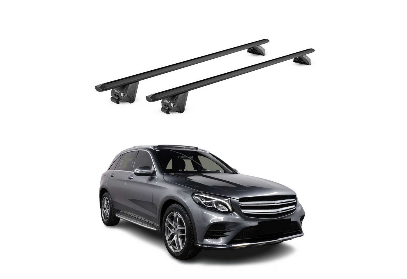 OMAC Dachträger Gepäckträger für Mercedes GLC X253 2015-2021 Alu Schwarz 2 tlg ABE (2-St), Wasserbeständig,Abnehmbar,Multifunktional,Leichtgewichtig Bild 2