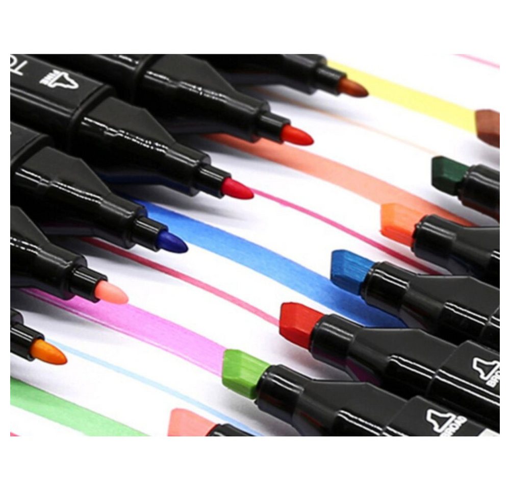 VERK GROUP Malstift Alkoholmarker Set 80 Farben mit Etui – Doppelseitige Twin Marker Bild 2