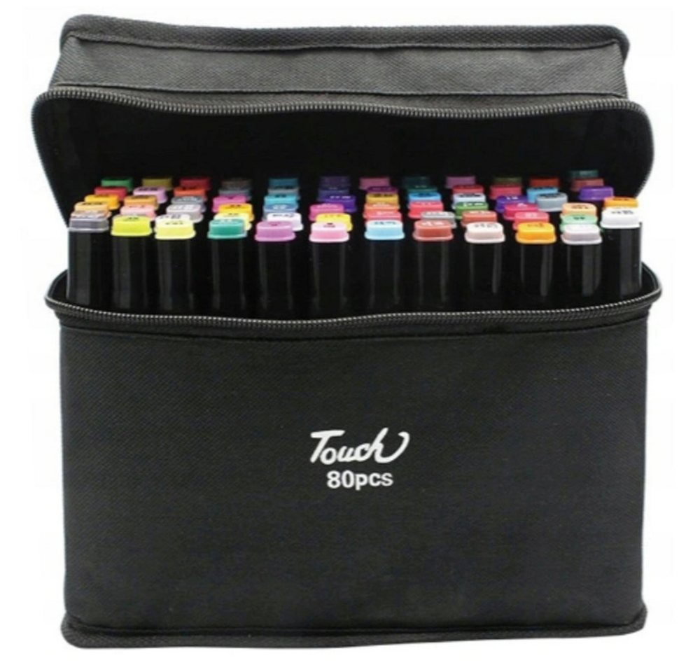VERK GROUP Malstift Alkoholmarker Set 80 Farben mit Etui – Doppelseitige Twin Marker Bild 3