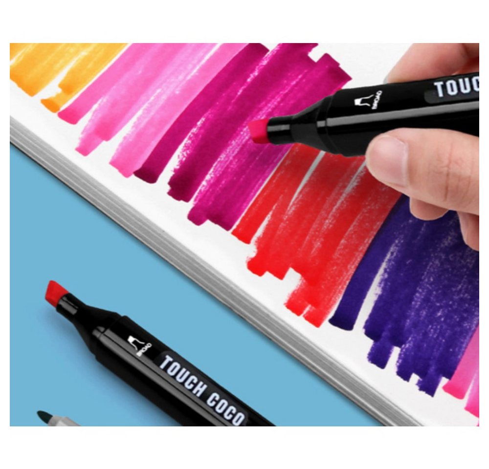 VERK GROUP Malstift Alkoholmarker Set 80 Farben mit Etui – Doppelseitige Twin Marker Bild 4