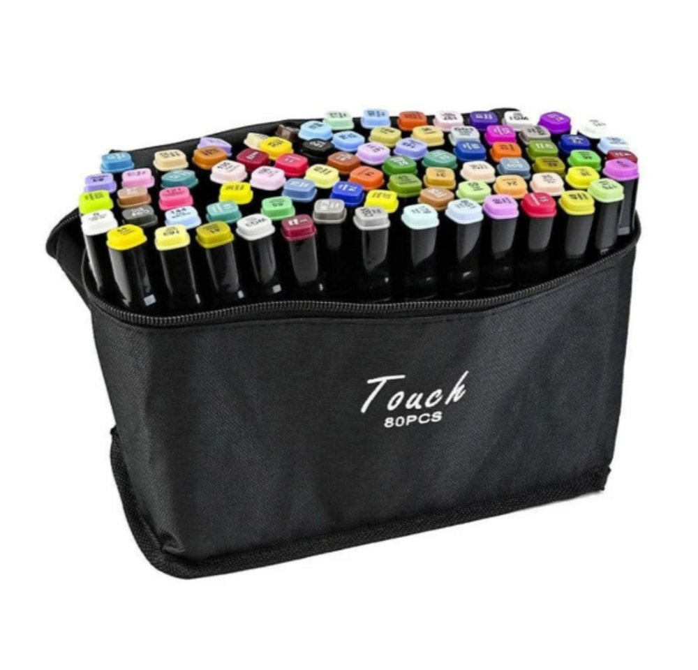 VERK GROUP Malstift Alkoholmarker Set 80 Farben mit Etui – Doppelseitige Twin Marker Bild 5
