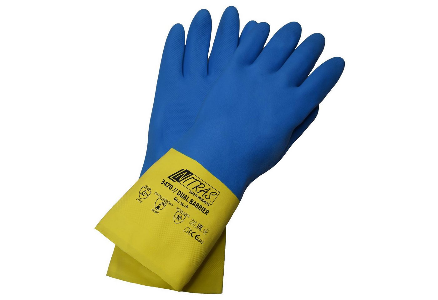 Nitras Chemikalien-Schutzhandschuhe Putzhandschuh Dual Barrier Latexhandschuh (Packung, VPE=12 Paar, Gr 7-11) Latex/Lebensmittelkontakt Bild 3