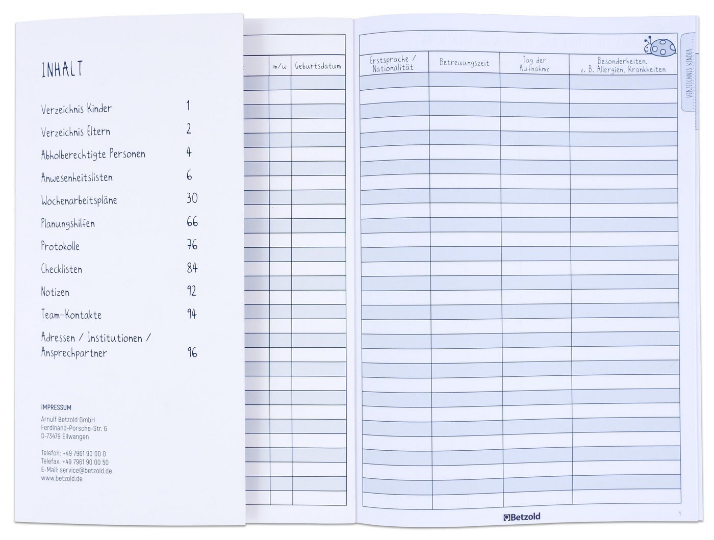 Betzold Lehrerkalender Kita-Gruppentagebuch Bild 2