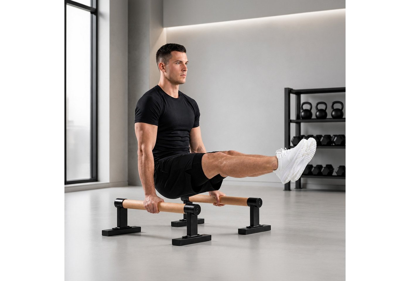 Youyijia Handstandtrainer Calisthenics Parallettes aus Buchenholz Handstand und Liegestützgriffe Bild 3