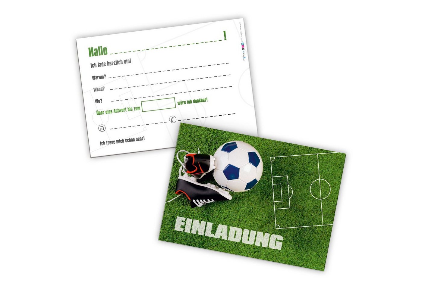 itenga Grußkarten itenga 12 x Postkarte Einladung "Fußball" Geburtstag Kinder Party DIN Bild 2