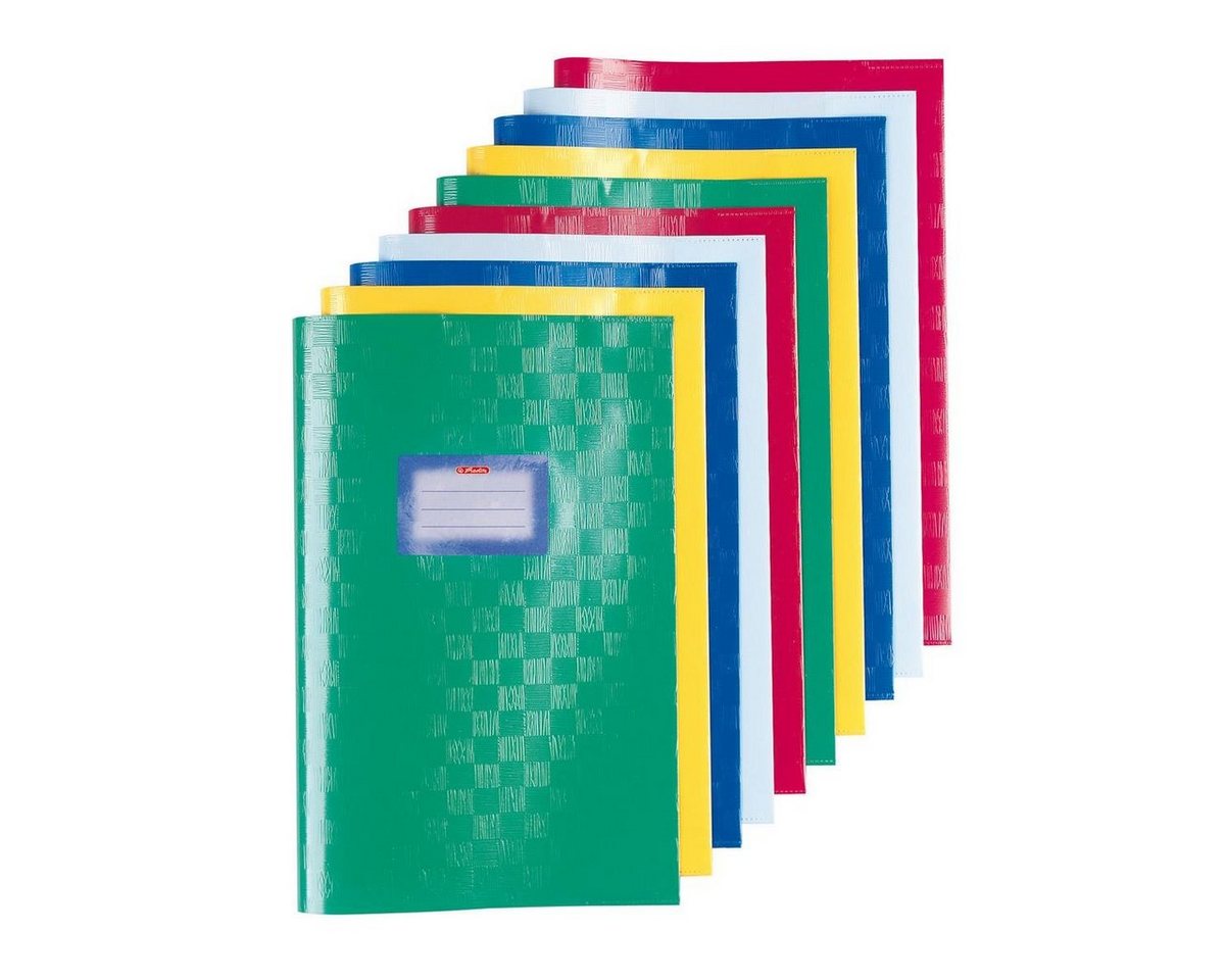 Herlitz Schulheft 10 Herlitz Heftumschläge / Hefthüllen DIN A5 / Baststruktur / 5 Farben