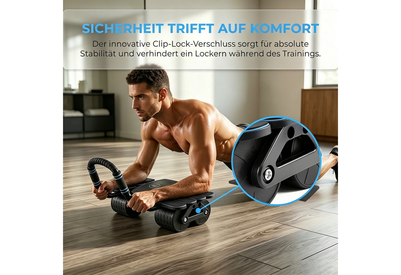 AKKEE Bauchtrainer Bauchmuskelrolle mit Ellbogenstütze für Bauchmuskeltrainingsgeräte, Bauchroller automatisches Mit Kniematte