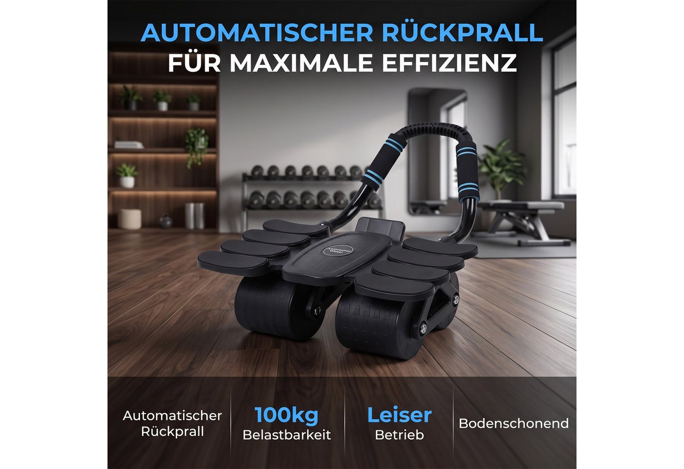 AKKEE Bauchtrainer Bauchmuskelrolle mit Ellbogenstütze für Bauchmuskeltrainingsgeräte, Bauchroller automatisches Mit Kniematte Bild 5