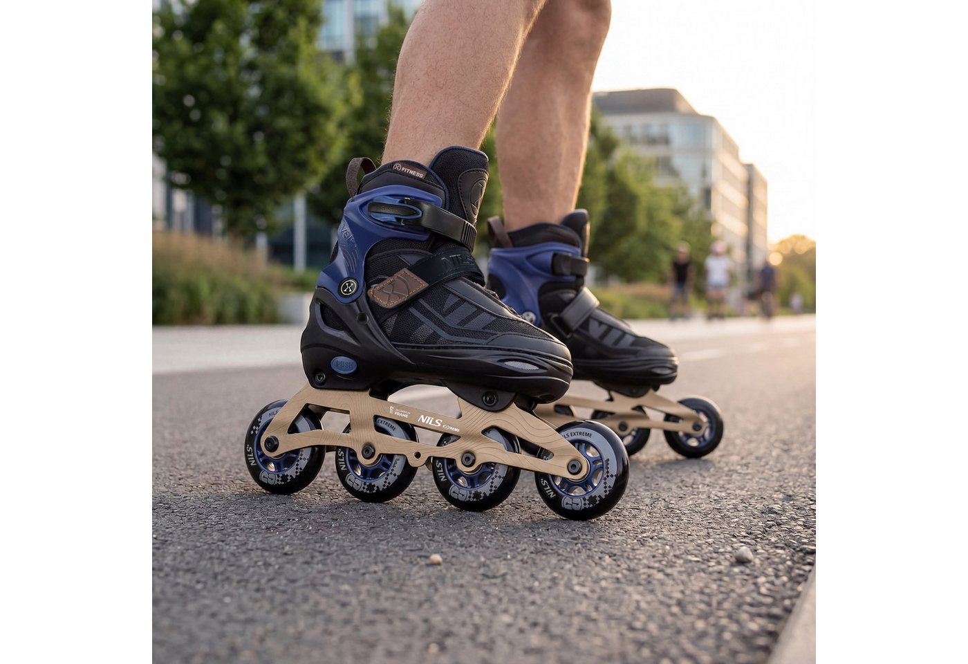 NILS EXTREME Inlineskates Inliner Rollschuhe Speedskates, (Spar-Set, 2-St., 42-45), Größenverstellung per Knopfdruck, Aluminiumschiene Bild 5