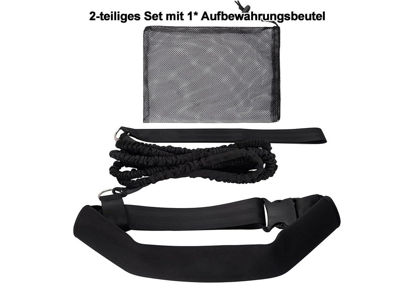 Mutig Schwimmgürtel Schwimmtrainer Schwimmgurt mit 2 x 1.5 Meter elastischen Gummibändern (für Pool wie Gegenstromanlage zum Einhängen - Bauchgurt, mit Schwimmband Widerstandstraining Gürtel Leine für Erwachsene)
