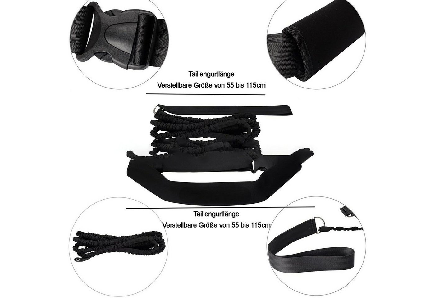 Mutig Schwimmgürtel Schwimmtrainer Schwimmgurt mit 2 x 1.5 Meter elastischen Gummibändern (für Pool wie Gegenstromanlage zum Einhängen - Bauchgurt, mit Schwimmband Widerstandstraining Gürtel Leine für Erwachsene) Bild 5