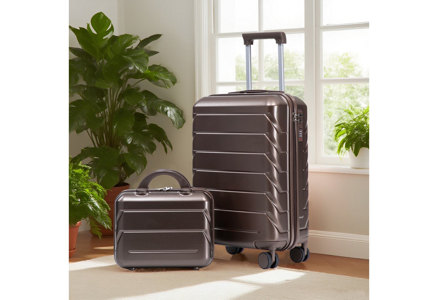 REDOM Kofferset Spinner-Trolleyset, 4 Rollen, (mit Kosmetiktasche, 2 tlg., S-M-Set) Bild 5