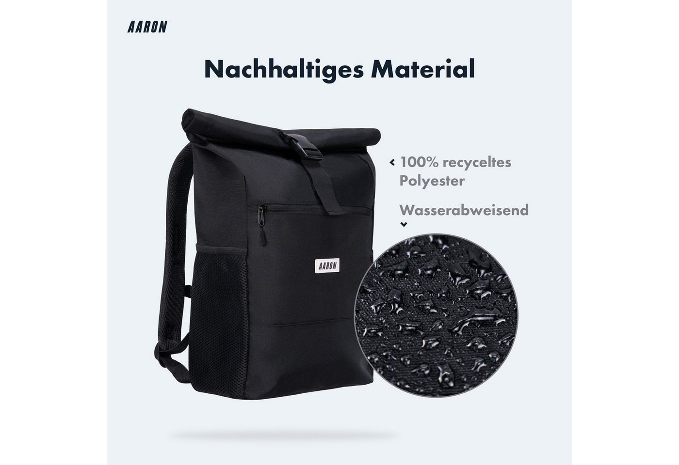 AARON Rucksack Rolltop 2.0 für Damen und Herren 18–26 L recycelt wasserabweisend Bild 3