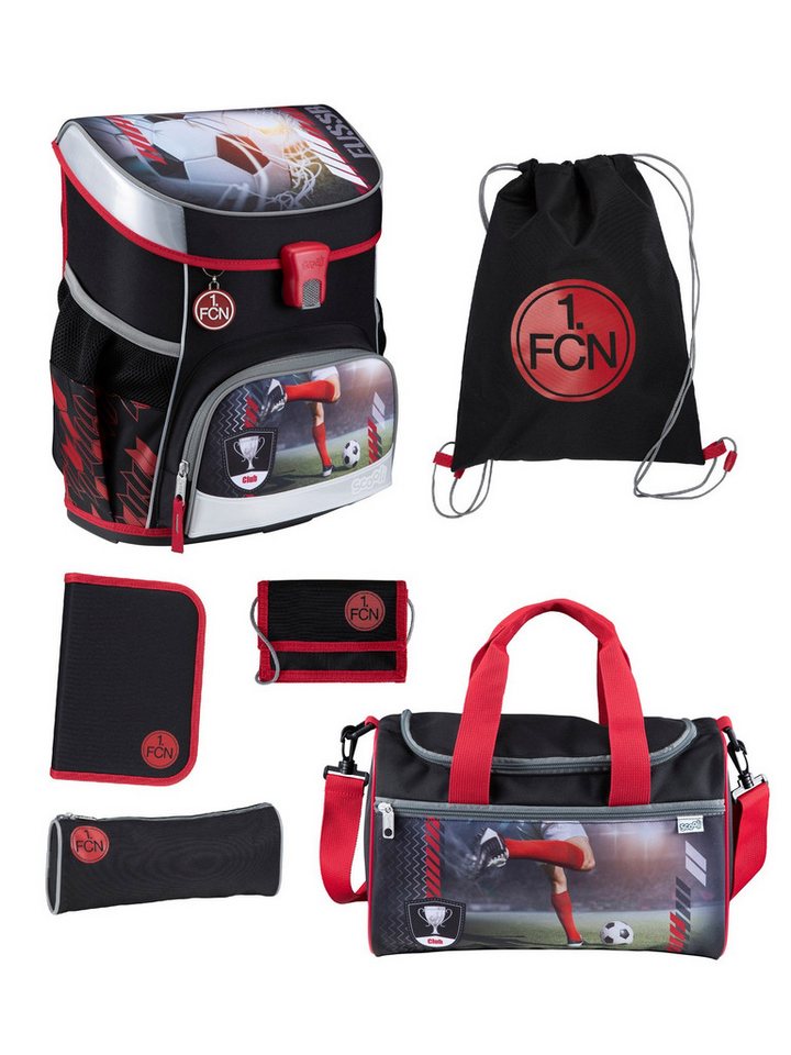 Scooli Schulranzen Campus Fit Fussball Schultasche 1. FC Nürnberg FCN Club Ranzen (Set, 6-tlg., mit gefüllter Federmappe und Sporttasche), mit Brustgurt, 980 Gramm leicht, limited Edition Bild 3