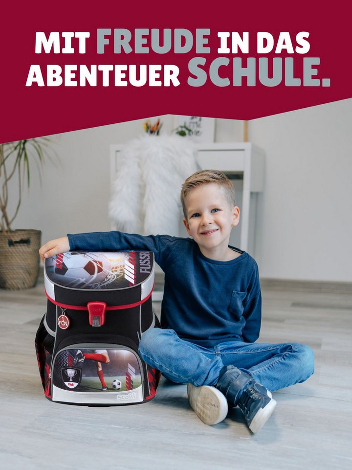 Scooli Schulranzen Campus Fit Fussball Schultasche 1. FC Nürnberg FCN Club Ranzen (Set, 6-tlg., mit gefüllter Federmappe und Sporttasche), mit Brustgurt, 980 Gramm leicht, limited Edition Bild 5