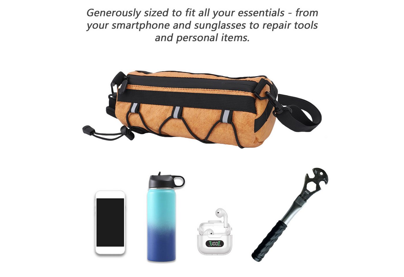SURFOU Lenkertasche Fahrrad Lenkertasche Rahmentasche E-Bike Fronttasche Groß Braun (Große Fahrrad Fronttasche mit Schultergurt, Verstellbare Riemen, vielseitige Rahmentasche für Alltag und Outdoor, 1-tlg)