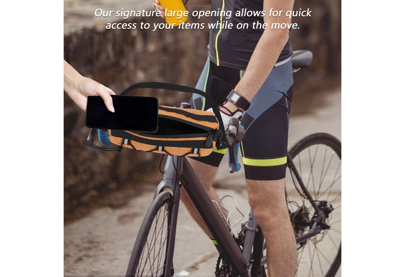 SURFOU Lenkertasche Fahrrad Lenkertasche Rahmentasche E-Bike Fronttasche Groß Braun (Große Fahrrad Fronttasche mit Schultergurt, Verstellbare Riemen, vielseitige Rahmentasche für Alltag und Outdoor, 1-tlg) Bild 4