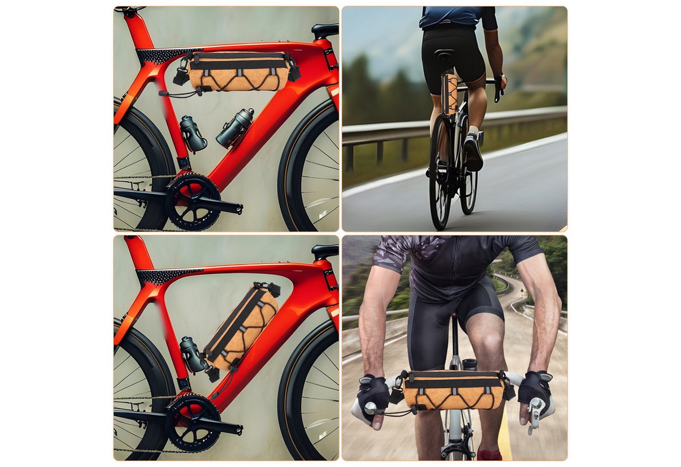 SURFOU Lenkertasche Fahrrad Lenkertasche Rahmentasche E-Bike Fronttasche Groß Braun (Große Fahrrad Fronttasche mit Schultergurt, Verstellbare Riemen, vielseitige Rahmentasche für Alltag und Outdoor, 1-tlg) Bild 5