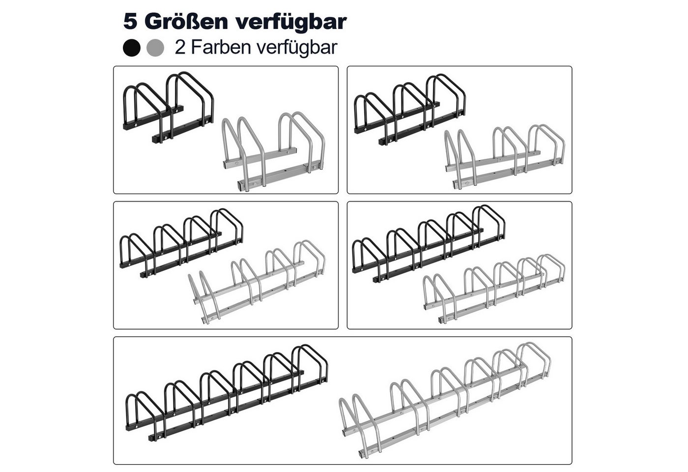 Clanmacy Fahrradständer Radständer Boden- und Wandmontage, aus Verzinkter Stahl, Verwendbare Reifenbreite: 3,5-5,5 cm Bild 2