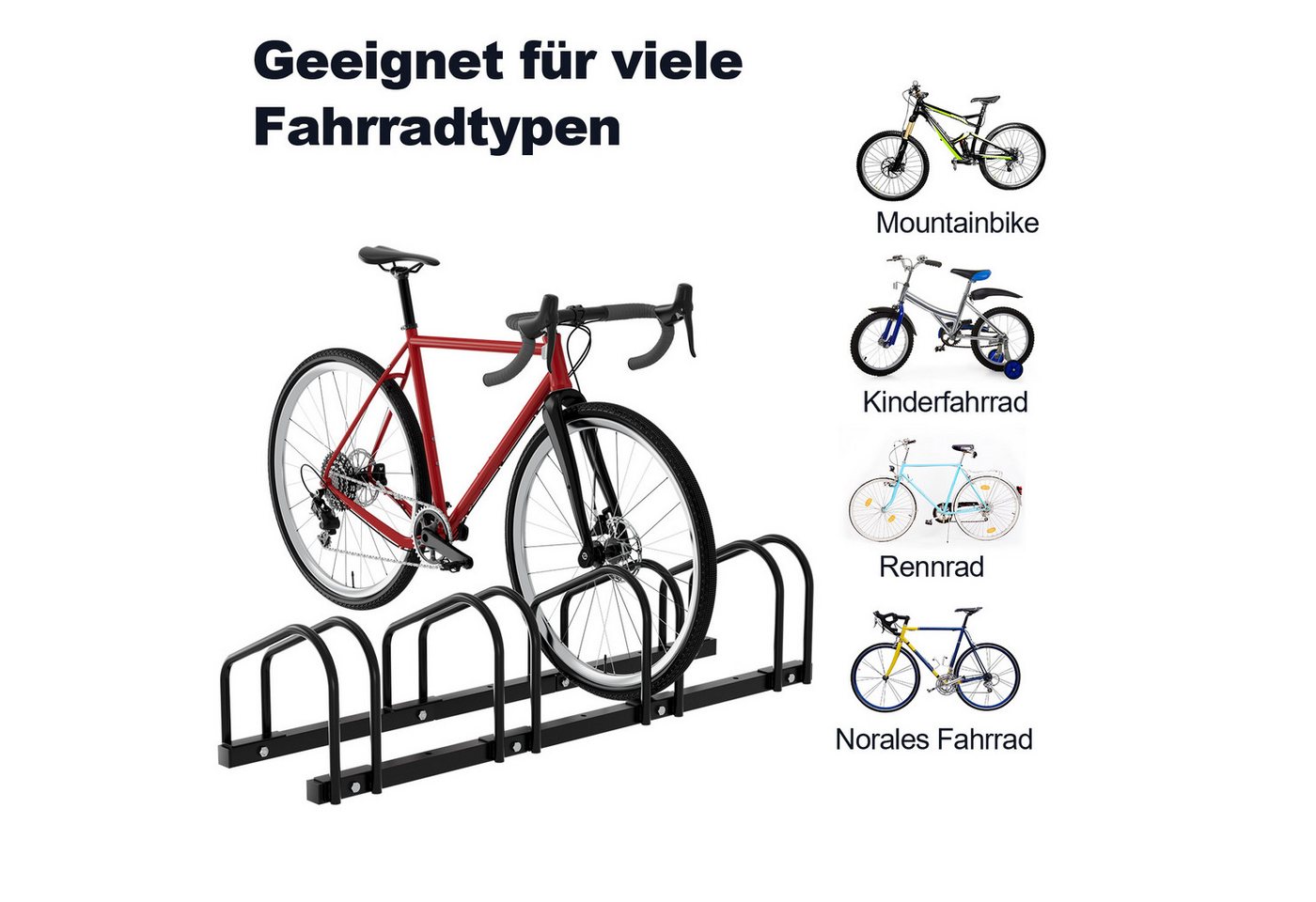 Clanmacy Fahrradständer Radständer Boden- und Wandmontage, aus Verzinkter Stahl, Verwendbare Reifenbreite: 3,5-5,5 cm Bild 4