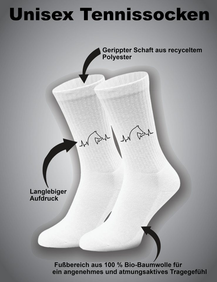 Youth Designz Tennissocken Unisex Socken "Heartbeat Pferd" Aufdruck lustig Geschenk Statement mit verstärkter Verse und Zehenbereich Bild 3