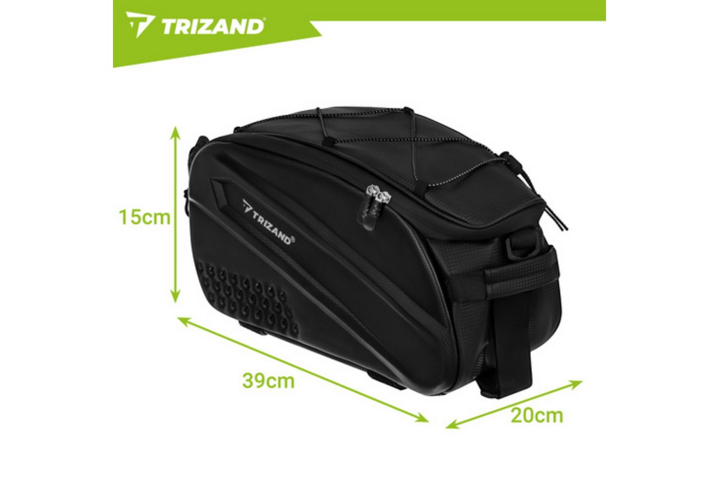 Trizand Fahrradtasche Fahrrad Gepäckträgertasche 10L wasserdicht Fahrradtasche Reflektoren (Fahrrad Gepäckträgertasche 10L mit Schultergurt und Reflektoren, 1x Gepäckträgertasche mit Schultergurt und Befestigungssystem), 10L Stauraum, wasserabweisend, Reflektoren, Schultergurt, Gepäckträger