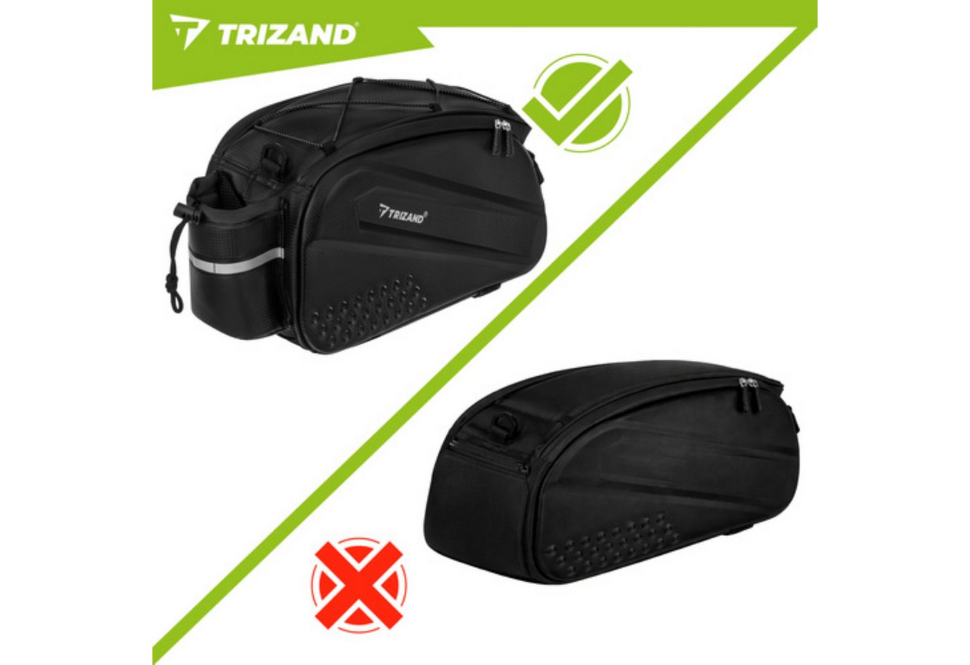 Trizand Fahrradtasche Fahrrad Gepäckträgertasche 10L wasserdicht Fahrradtasche Reflektoren (Fahrrad Gepäckträgertasche 10L mit Schultergurt und Reflektoren, 1x Gepäckträgertasche mit Schultergurt und Befestigungssystem), 10L Stauraum, wasserabweisend, Reflektoren, Schultergurt, Gepäckträger Bild 4