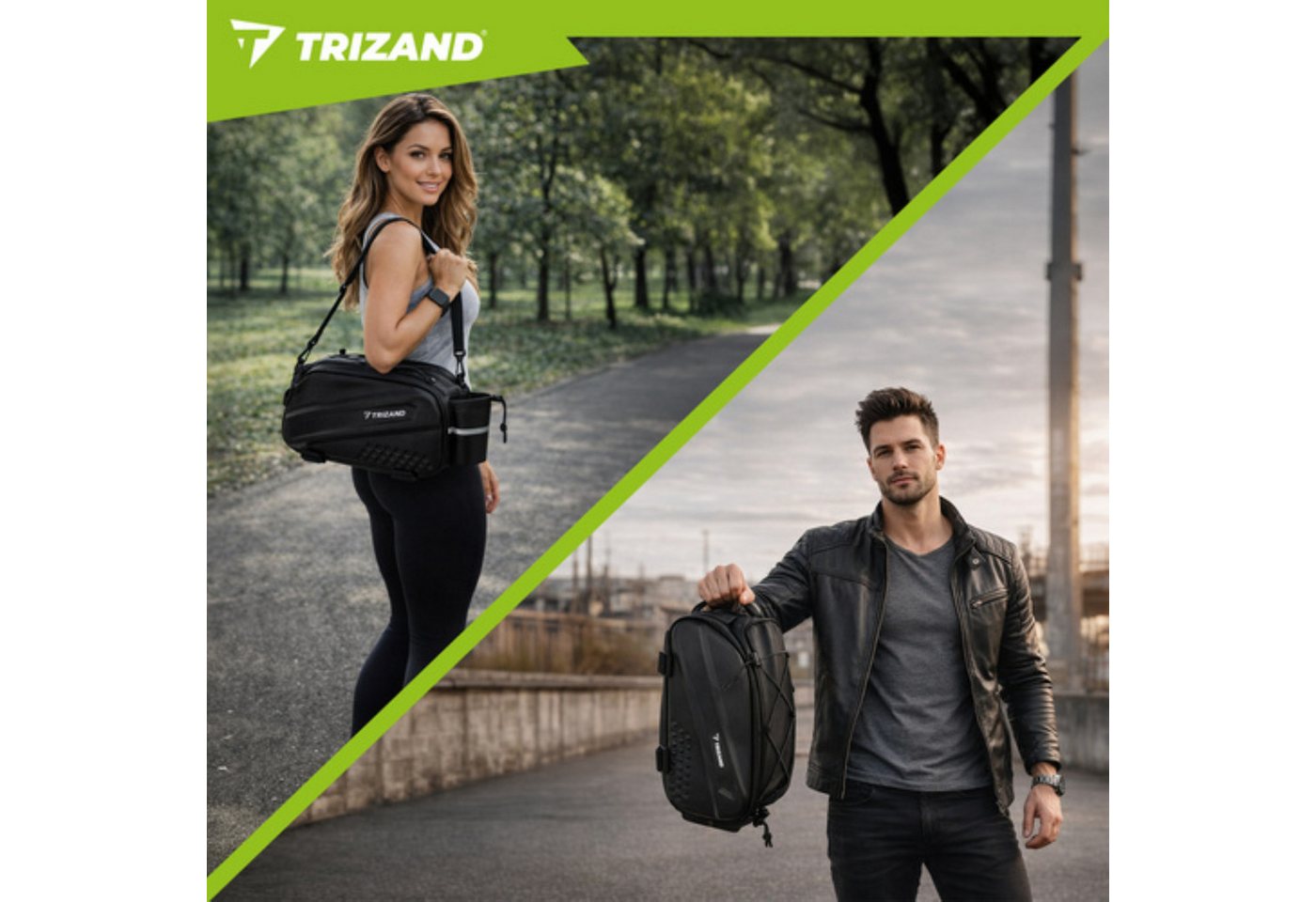 Trizand Fahrradtasche Fahrrad Gepäckträgertasche 10L wasserdicht Fahrradtasche Reflektoren (Fahrrad Gepäckträgertasche 10L mit Schultergurt und Reflektoren, 1x Gepäckträgertasche mit Schultergurt und Befestigungssystem), 10L Stauraum, wasserabweisend, Reflektoren, Schultergurt, Gepäckträger Bild 5