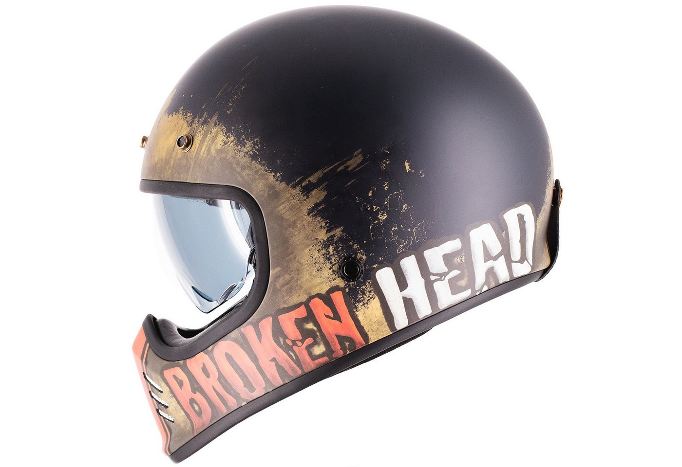 Broken Head Motocrosshelm Rusty Rider Orange, Old-School Optik Bild 2