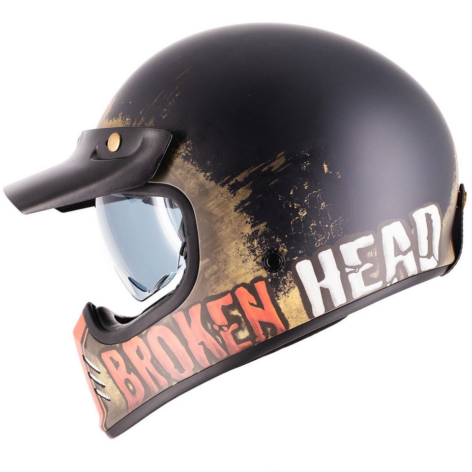 Broken Head Motocrosshelm Rusty Rider Orange, Old-School Optik Bild 5