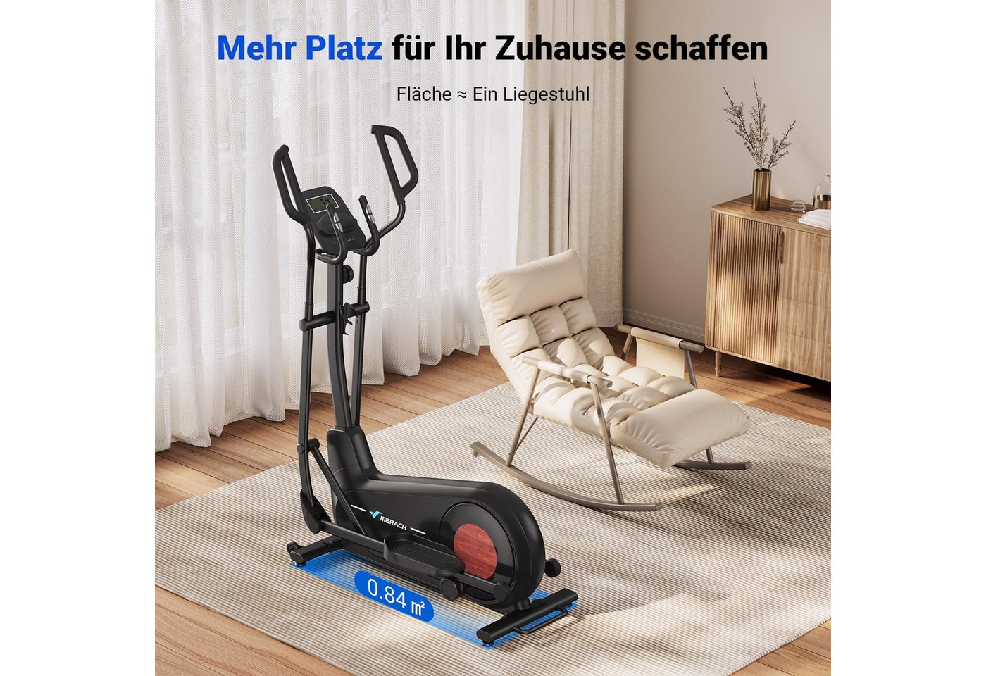 MERACH Crosstrainer Heimtrainer, Leises Hometrainer Fahrrad (mit Einstellbarem 8 Magnetische Widerstandsstufen, mit Verbessertem LCD-Monitor, Eigener App), mit 2 Wasserbecherhalter, 180kg Belastbar Bild 2