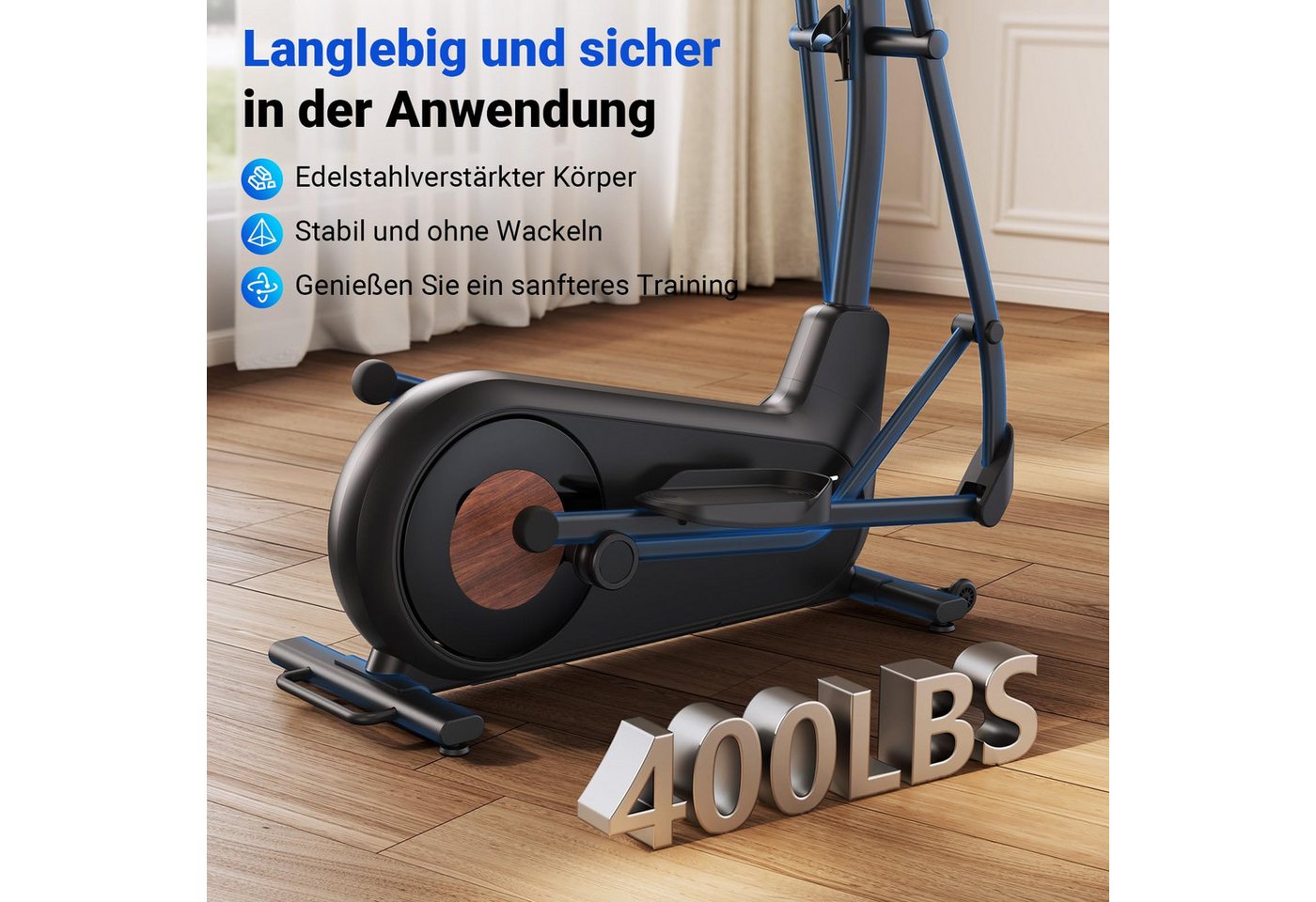 MERACH Crosstrainer Heimtrainer, Leises Hometrainer Fahrrad (mit Einstellbarem 8 Magnetische Widerstandsstufen, mit Verbessertem LCD-Monitor, Eigener App), mit 2 Wasserbecherhalter, 180kg Belastbar Bild 3