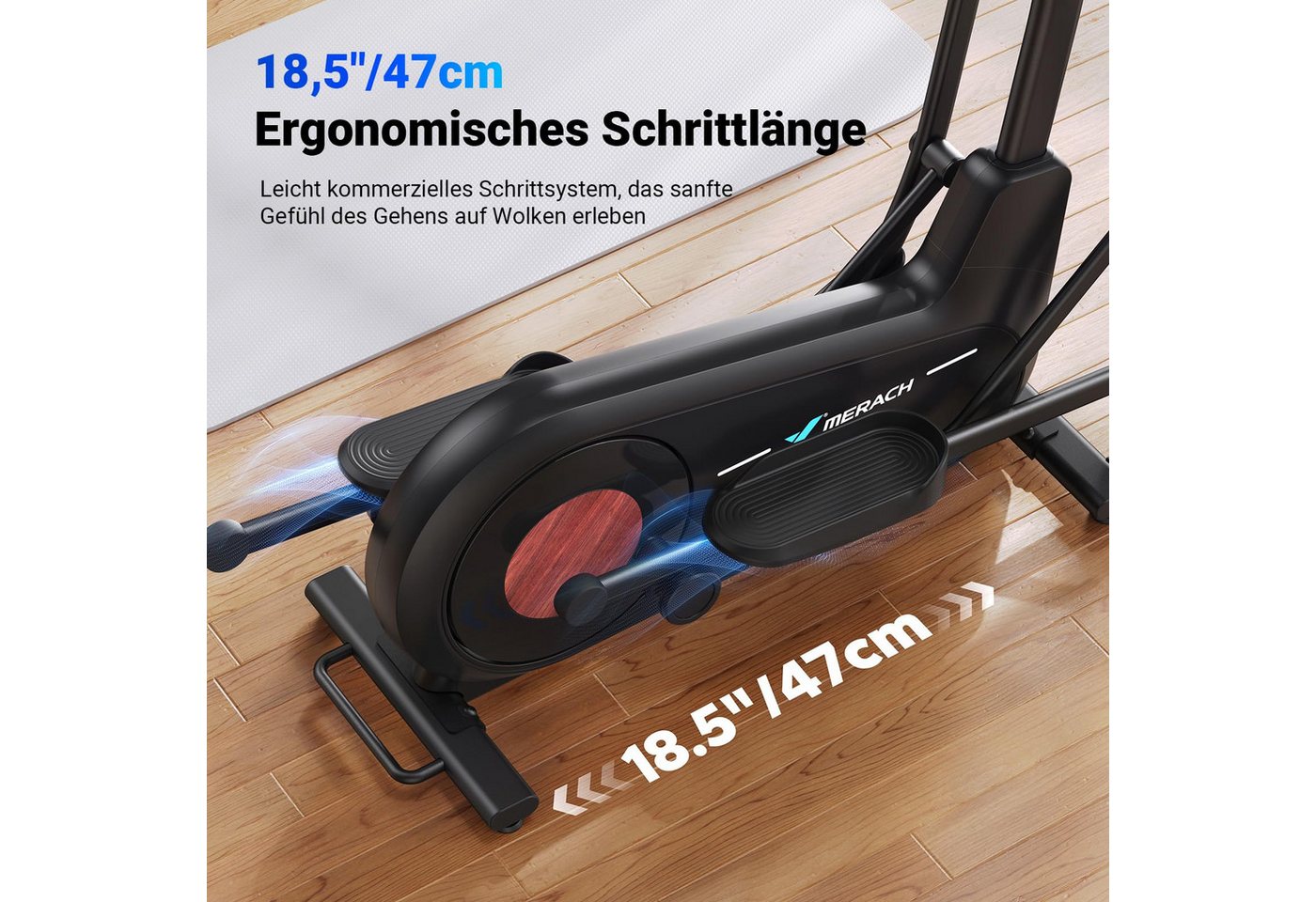 MERACH Crosstrainer Heimtrainer, Leises Hometrainer Fahrrad (mit Einstellbarem 8 Magnetische Widerstandsstufen, mit Verbessertem LCD-Monitor, Eigener App), mit 2 Wasserbecherhalter, 180kg Belastbar Bild 4