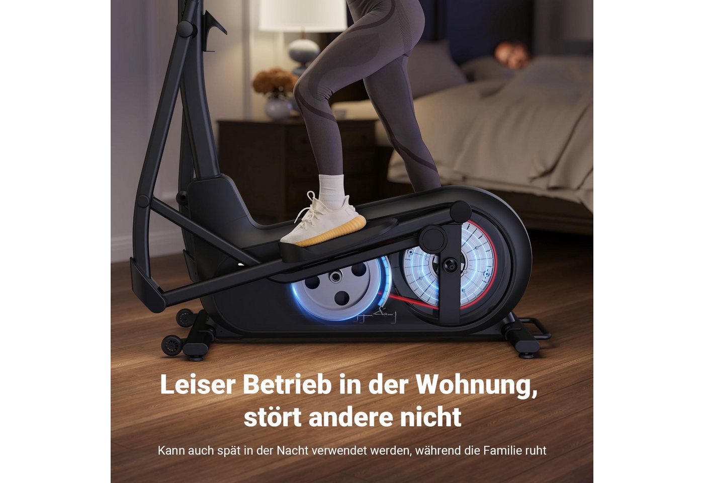 MERACH Crosstrainer Heimtrainer, Leises Hometrainer Fahrrad (mit Einstellbarem 8 Magnetische Widerstandsstufen, mit Verbessertem LCD-Monitor, Eigener App), mit 2 Wasserbecherhalter, 180kg Belastbar Bild 5