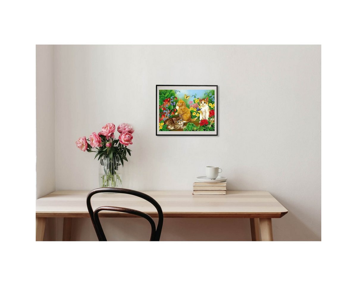 Pracht Kreativset PRACHT Diamond Painting Kätzchen in Blumenwiese 40x30cm