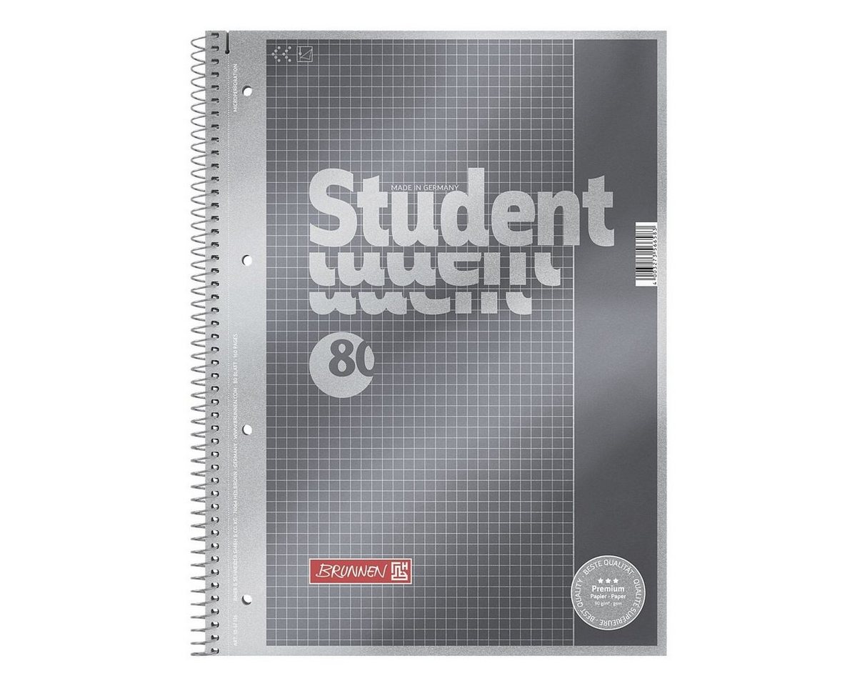 BRUNNEN Collegeblock Student Premium, A4, gelocht, mit Mikroperforation und Ausreißhilfe