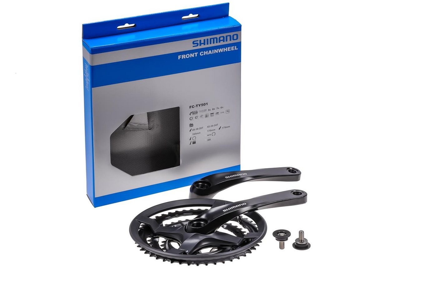 Shimano Fahrradkurbel SHIMANO 3 fach Kurbel FC-TY501 Antrieb 48-38-28 Zähne 175mm Armlänge Bild 3