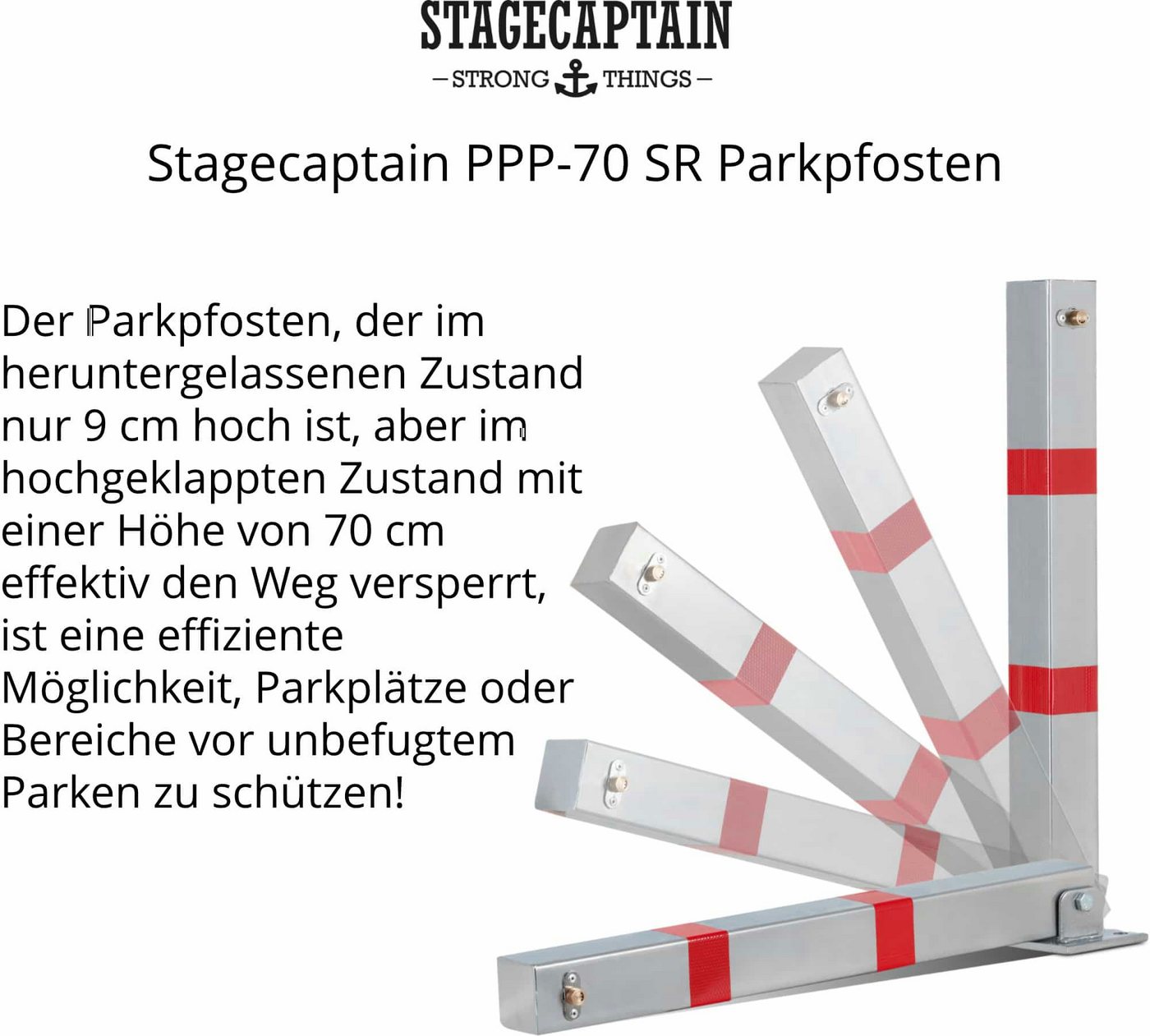 Stagecaptain Absperrpfosten PPP-70 SR Parkpfosten - Extra stabile Parksperre aus Stahl (1-tlg., inkl. Parkpfosten und Schlüssel), Stationäre Absperrung für Parkplätze Bild 5