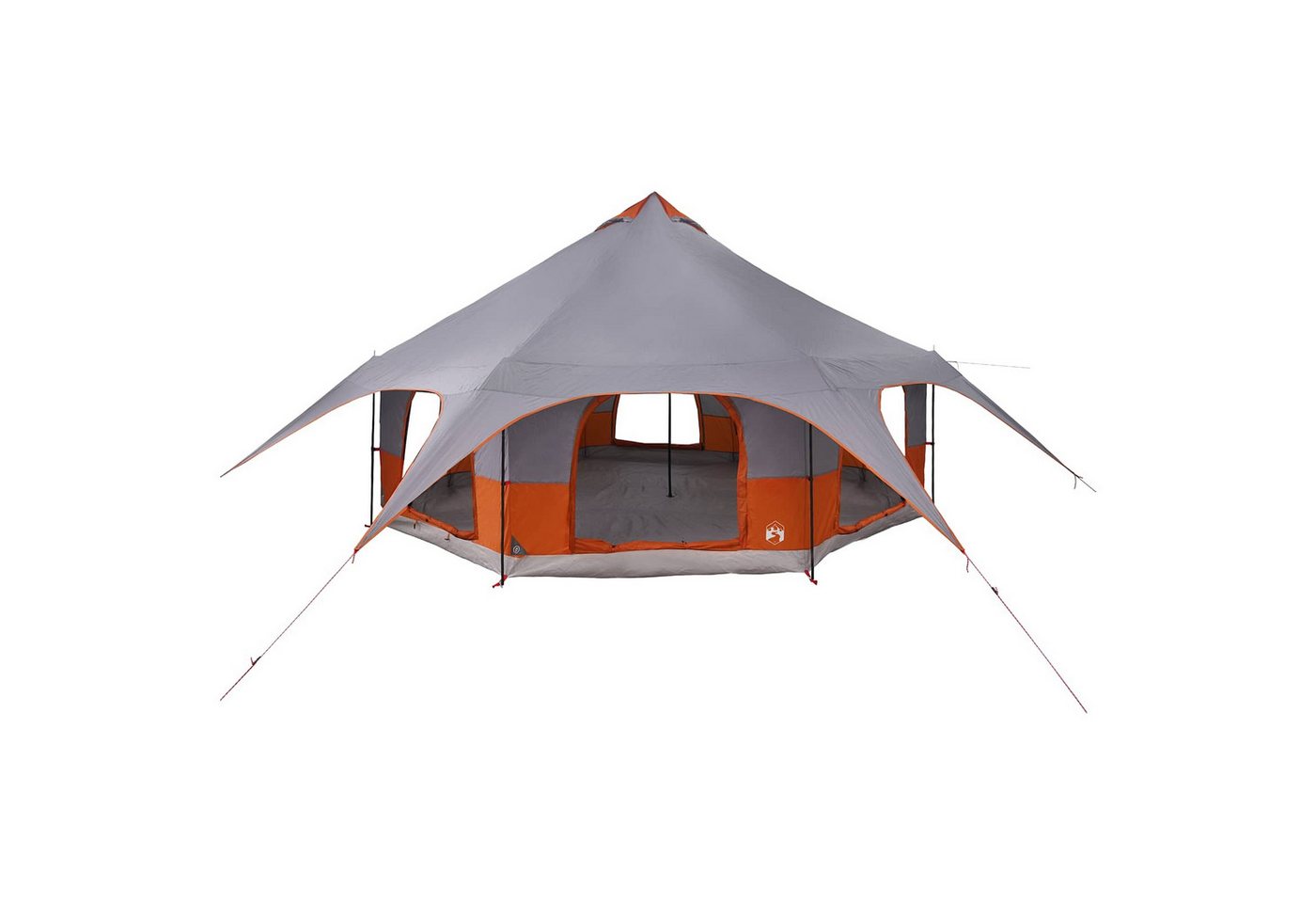 furnicato Faltzelt Familienzelt 455x455x286 cm Grau-Orange, (1 tlg), Wetterfestes Campingzelt mit Stahlrahmen und integriertem Mesh-Netz