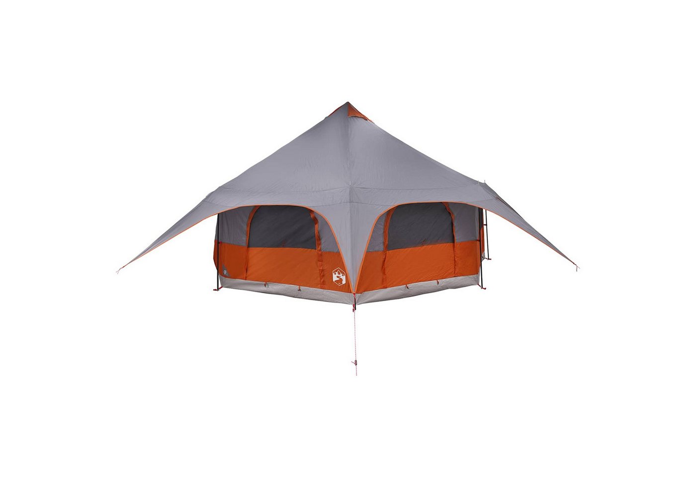 furnicato Faltzelt Familienzelt 455x455x286 cm Grau-Orange, (1 tlg), Wetterfestes Campingzelt mit Stahlrahmen und integriertem Mesh-Netz Bild 4