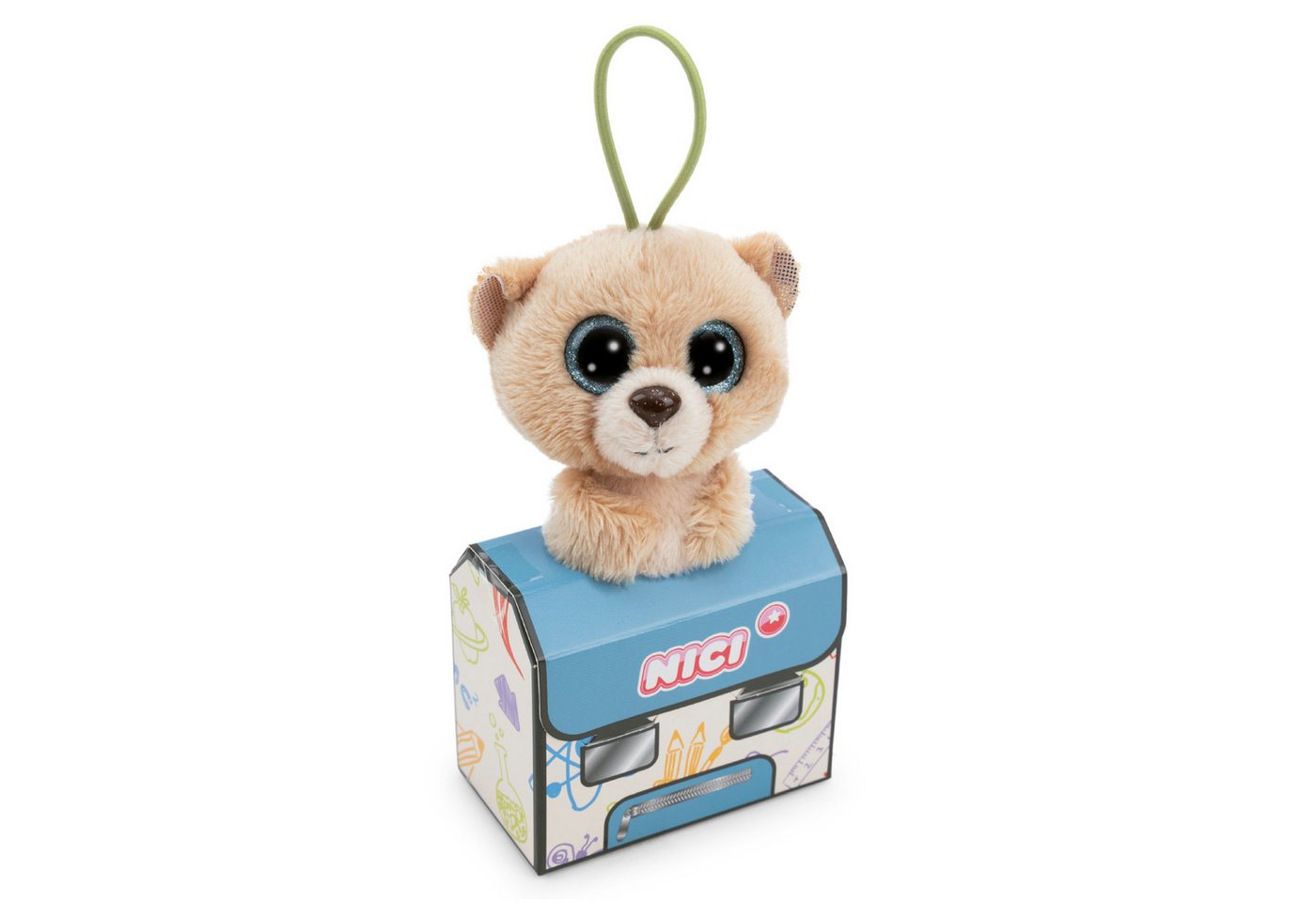 Nici Schultüte Glubschis Kuscheltier Anhänger 9 cm Bär Bonno Schlüsselanhänger, als Back to School Geschenk, mit großen Glitzeraugen im Schulranzen Bild 2