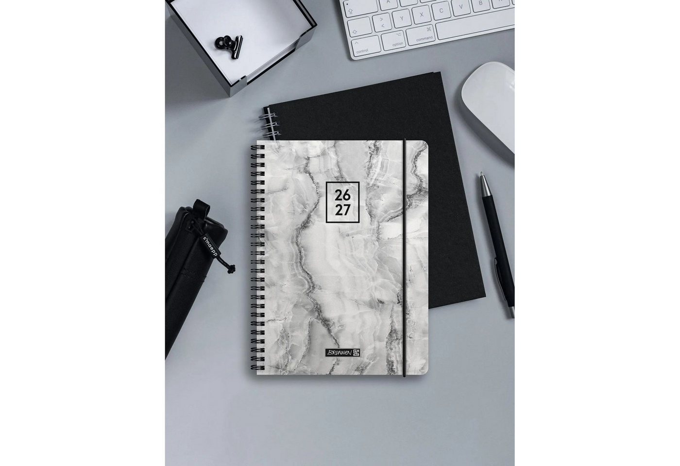 Baier & Schneider Schülerkalender Schülerkalender 2026/2027 "Grey Marble", A5, Kunststoff