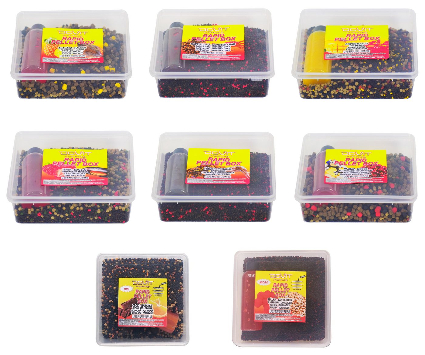 DOVIT FISHING Kunstköder RAPID PELLET BOX 450g + 150ml - Methode Feeder Karpfen Futter, (Spar-Set), Starke Aromen, mit Liquid zum sofortigen Angeln Bild 2