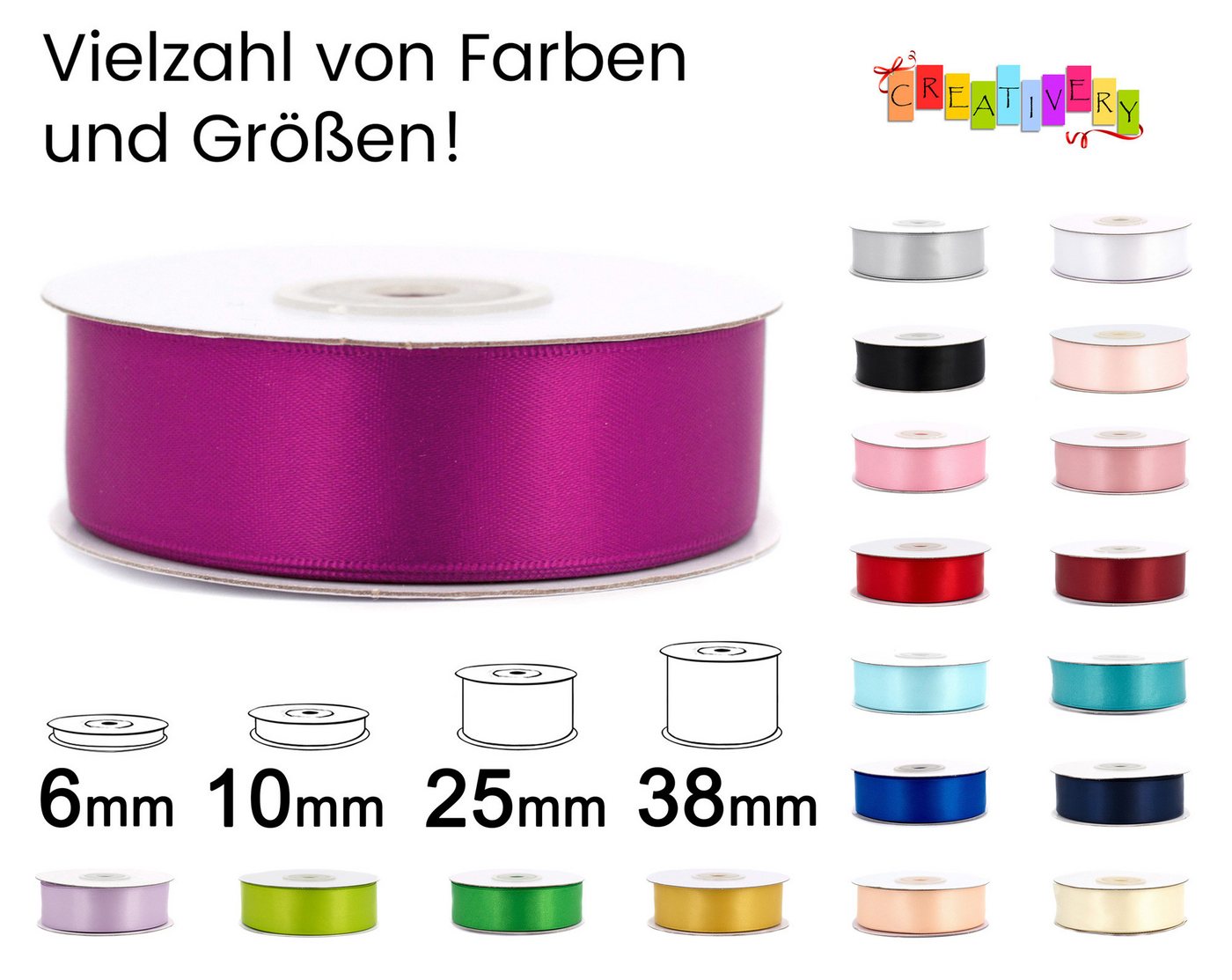 Creativery Satinband, Doppelseitiges Satinband 10mm x 20m Rolle Altrosa Bild 5