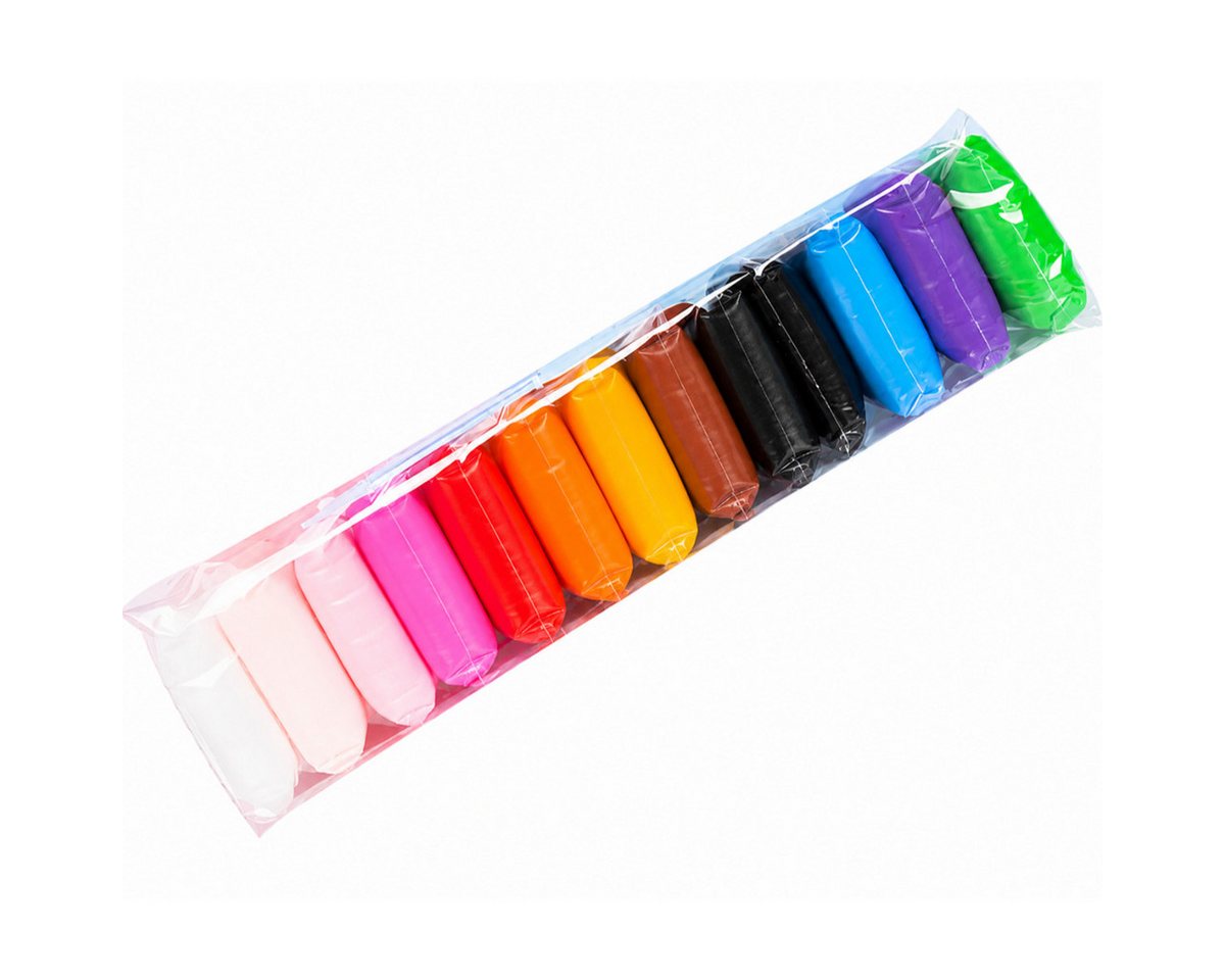 R2 Invest Modelliermasse Set Kinder 12 Tütchen Bunte Knete zum Formen und Basteln (12-tlg)