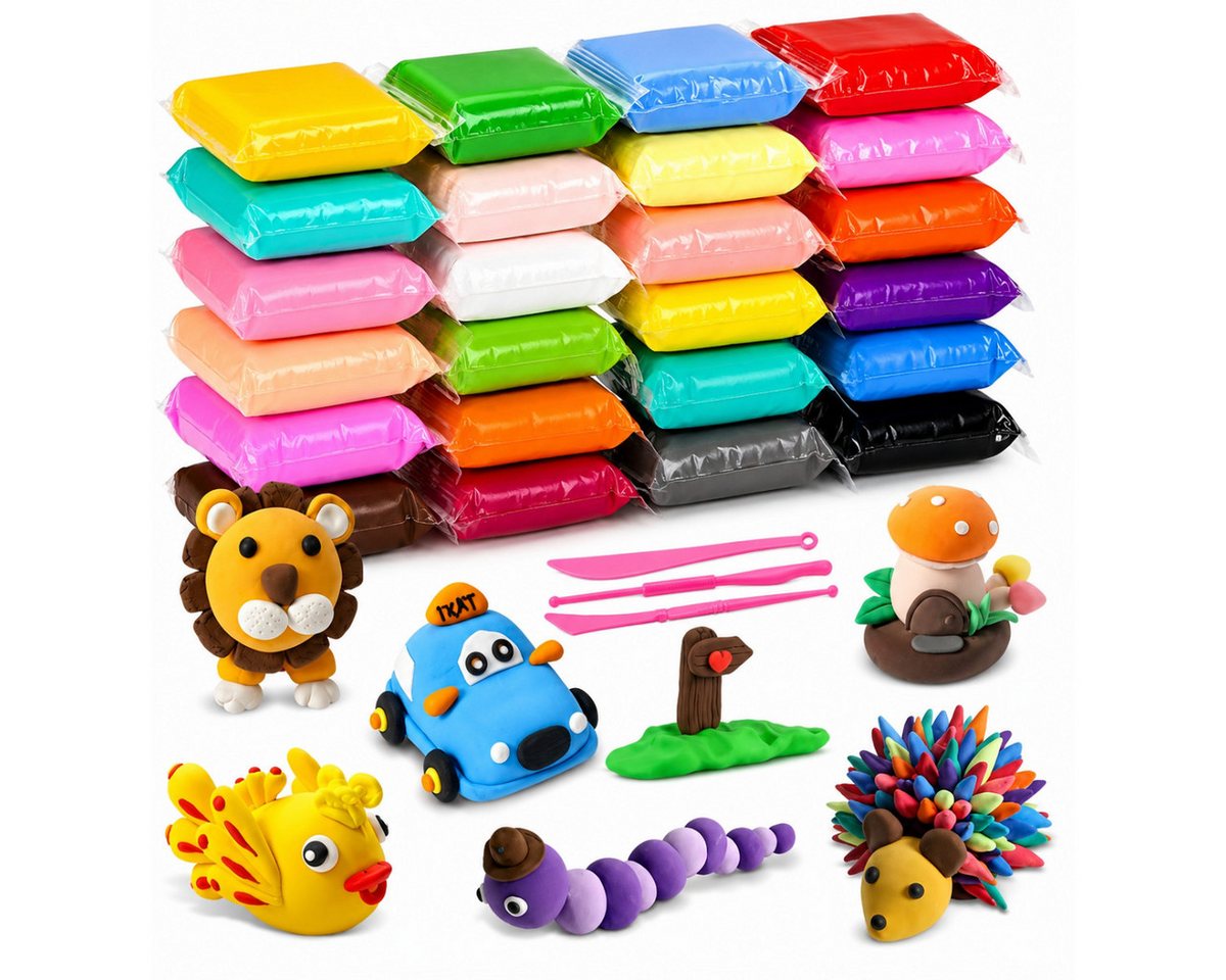 R2 Invest Modelliermasse Set Kinder 12 Tütchen Bunte Knete zum Formen und Basteln (12-tlg) Bild 2