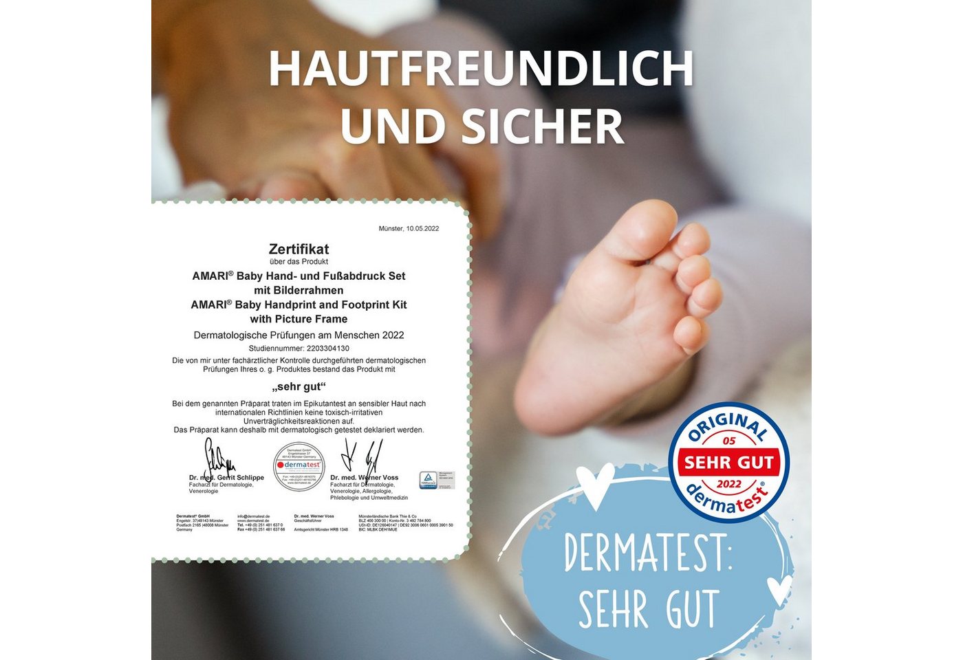 Amari Handabdruck-Set AMARI ® Baby Handabdruck und Fußabdruck Set Rainbow, Bilderrahmen, Liebevolles Design, perfekte Geschenkverpackung Bild 5