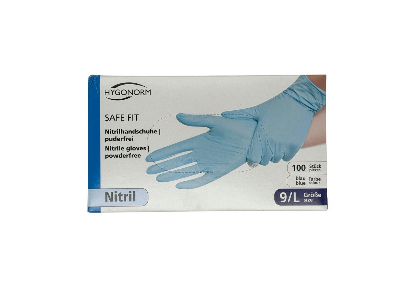 HYGONORM Nitril-Handschuhe Hygonorm - Safe Fit - Einmalhandschuhe - Nitril Puderfrei in blau (100-St)