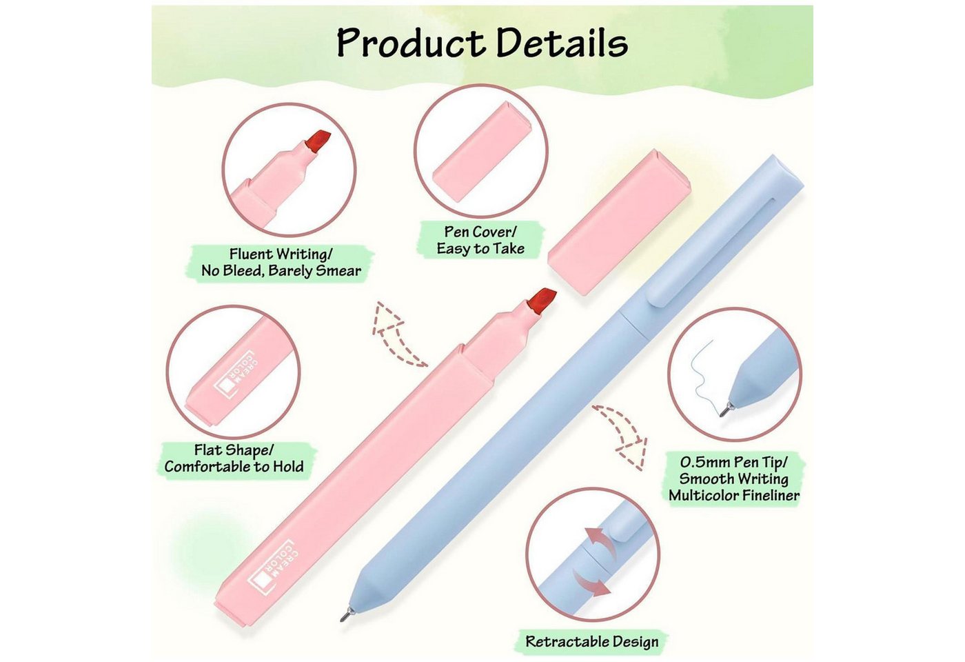 COZCLAM Marker Textmarker Set Pastell 12 Stifte + 6 Fineliner Bibel Zubehör Bild 3