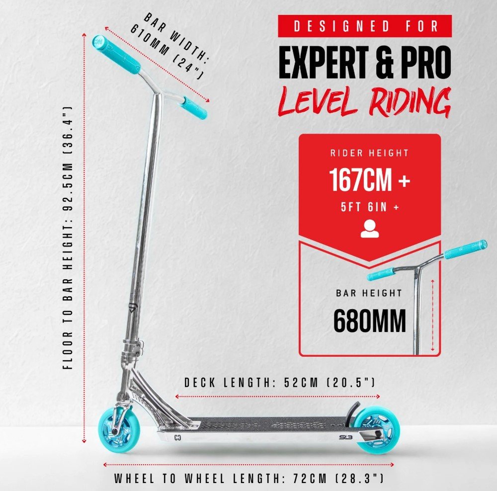 Core Action Sports Stuntscooter CORE SL3 Stunt-Scooter Park H=92,5cm Chrome/Teal